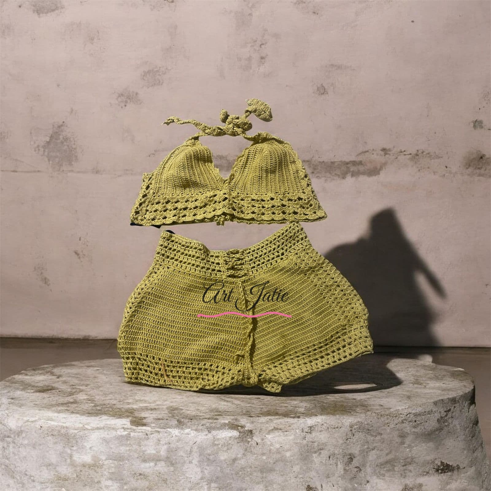 Ensemble Crochet Kaki — crochet artisanal Art Jatie